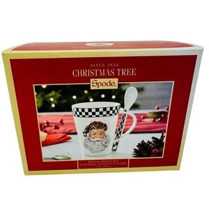 Spode Christmas Santa Snowman 14 Ounce‎ Mug & Spoon Set-New in Box